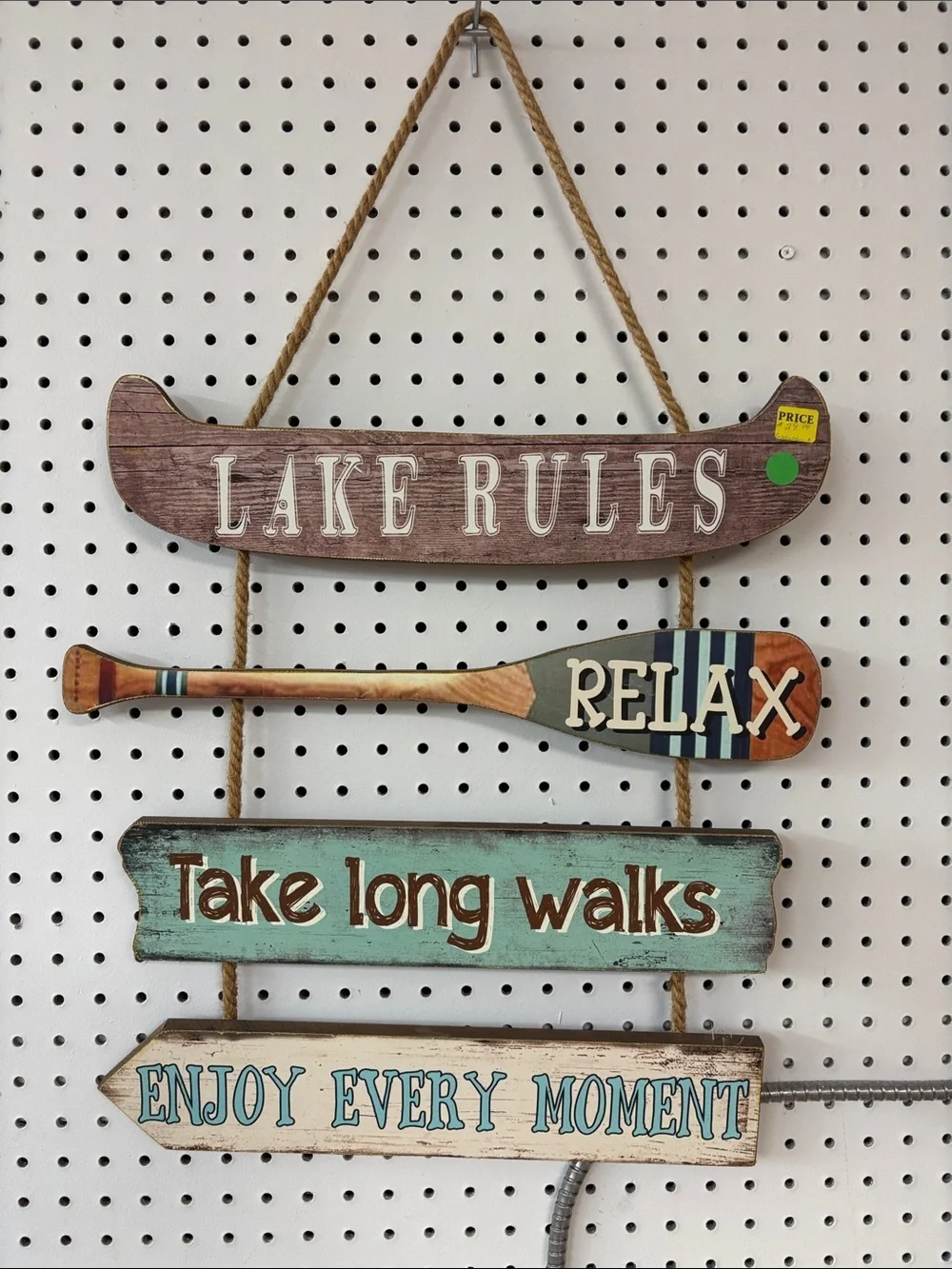 GANZ Rustic Lake Rules Hanging Wall Sign in Brown, Aqua & Blue